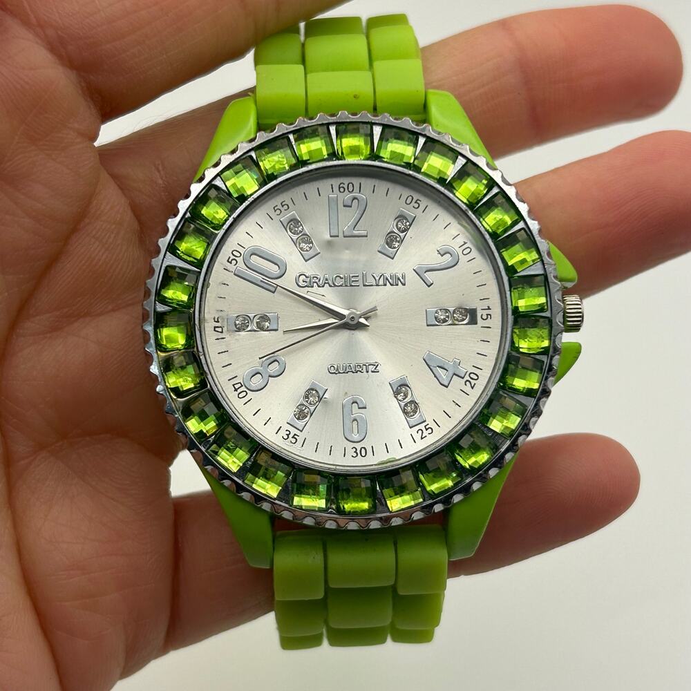Gracie Lynn Green Silicon Band Women’s Fashion Watch New Battery - Picture 7 of 8